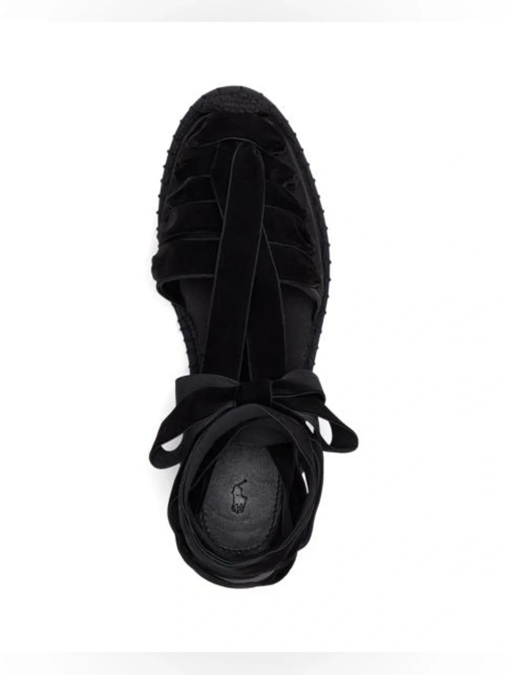 Polo Ralph Lauren Satin Lace-Up Espadrille Black Lace-Up Flats Size 9 - SB9